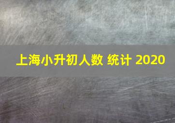 上海小升初人数 统计 2020